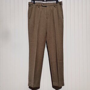 Enro Dress Pants Mens 32 x 30 Taupe Brown Flat Front Classic Adjustable Waist